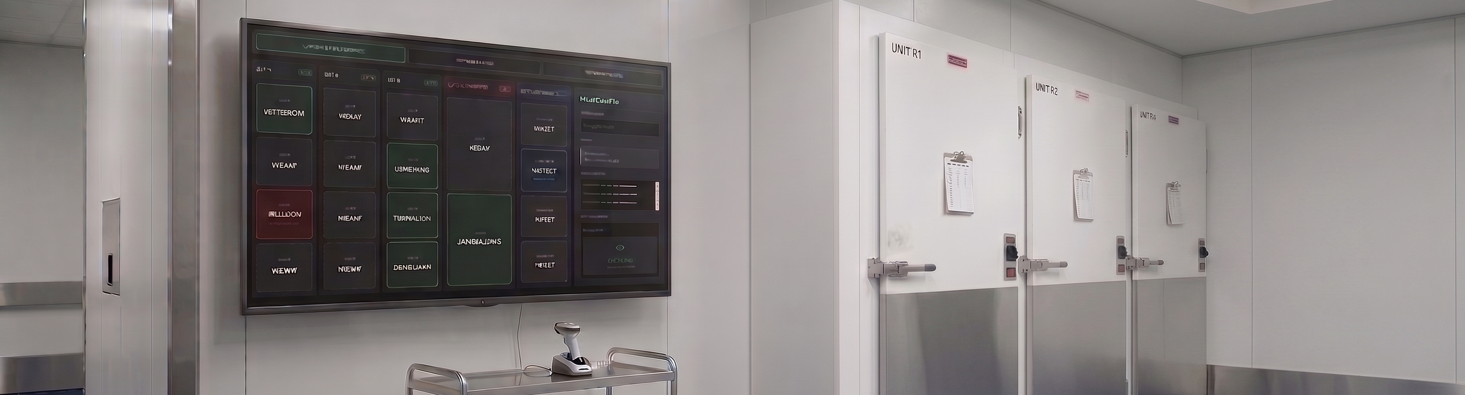 MortView running on a clinical display in a modern facility